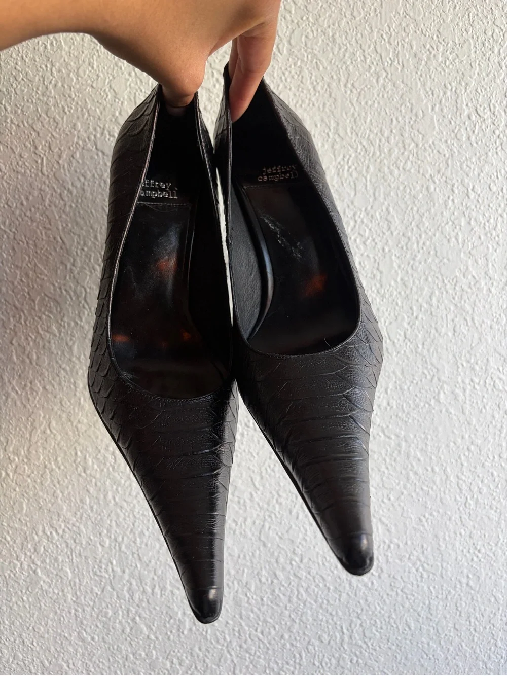 Jeffrey Campbell Black Textured Pointed Toe Stiletto Heels
